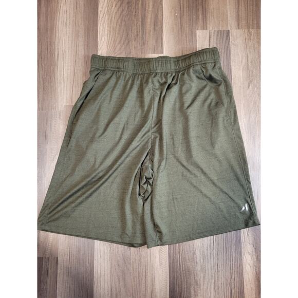 Mens Active Stretch Quick Dry Olive Green 9 Inch Inseam Workout Basketball Short - Picture 1 of 6